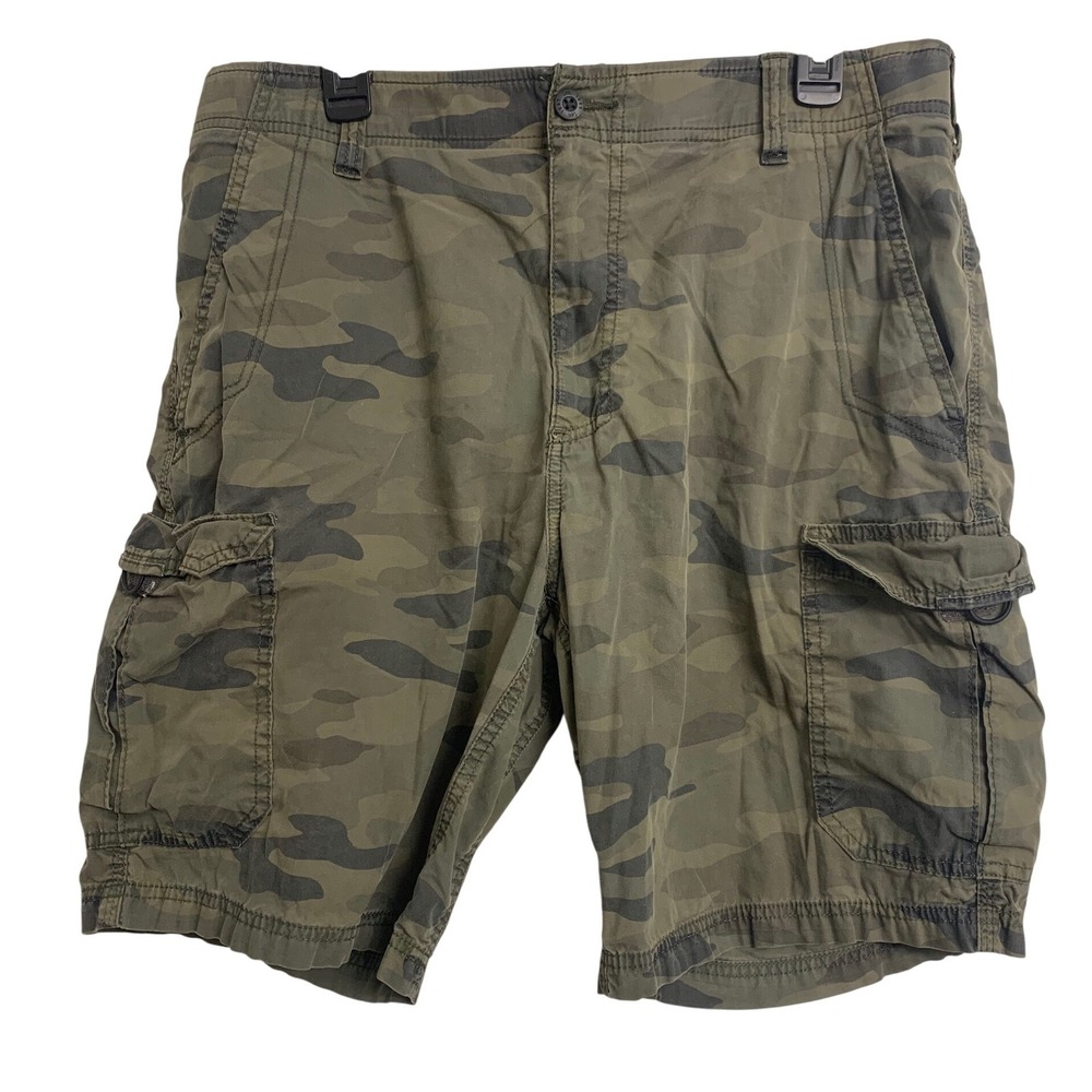 Lee Extreme Motion Camo Cargo Shorts Green Camouflage Size 36